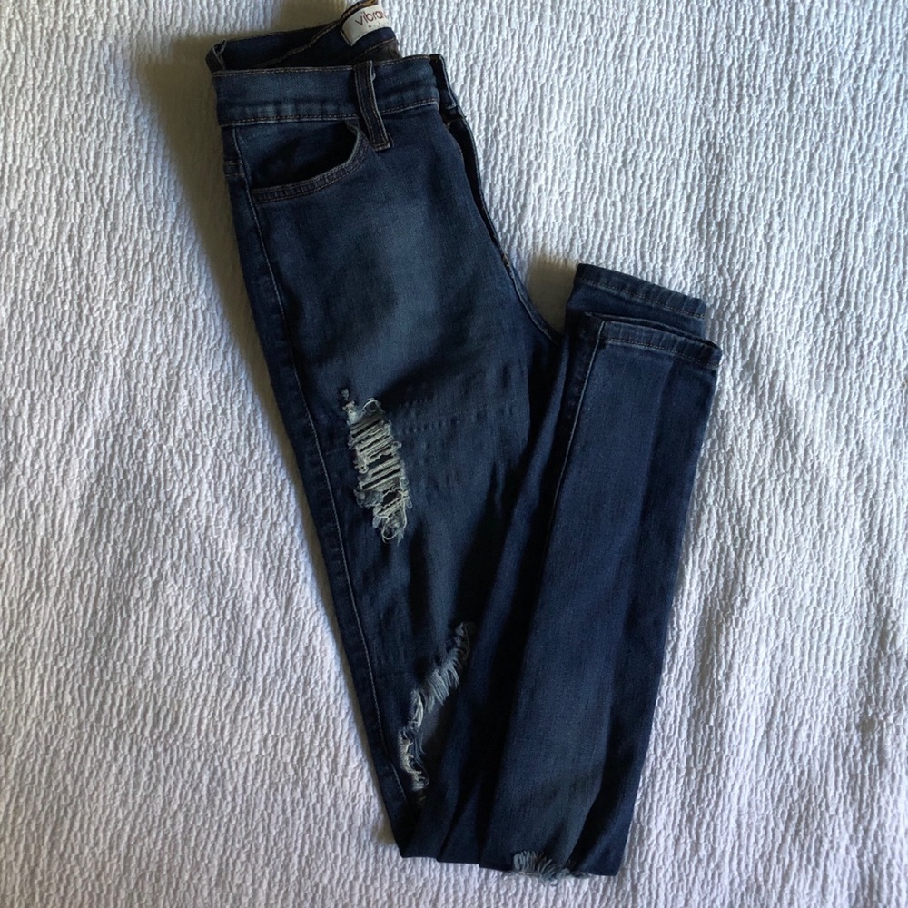 Distressed Blue Jeans